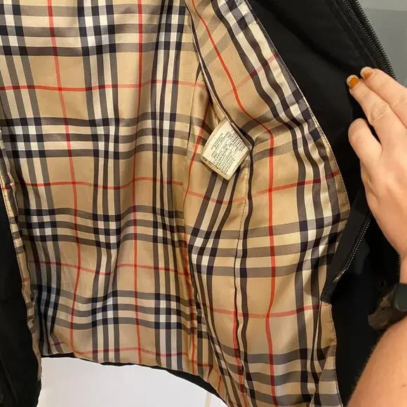 Burberry Calandra Black Coat Jacket interior Novacheck Lining Winter sz S - Picture 11 of 15